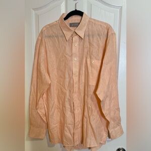 Men’s Patrick James West Coast Classic 100% Linen Long Sleeve Peach Color. Sz L.